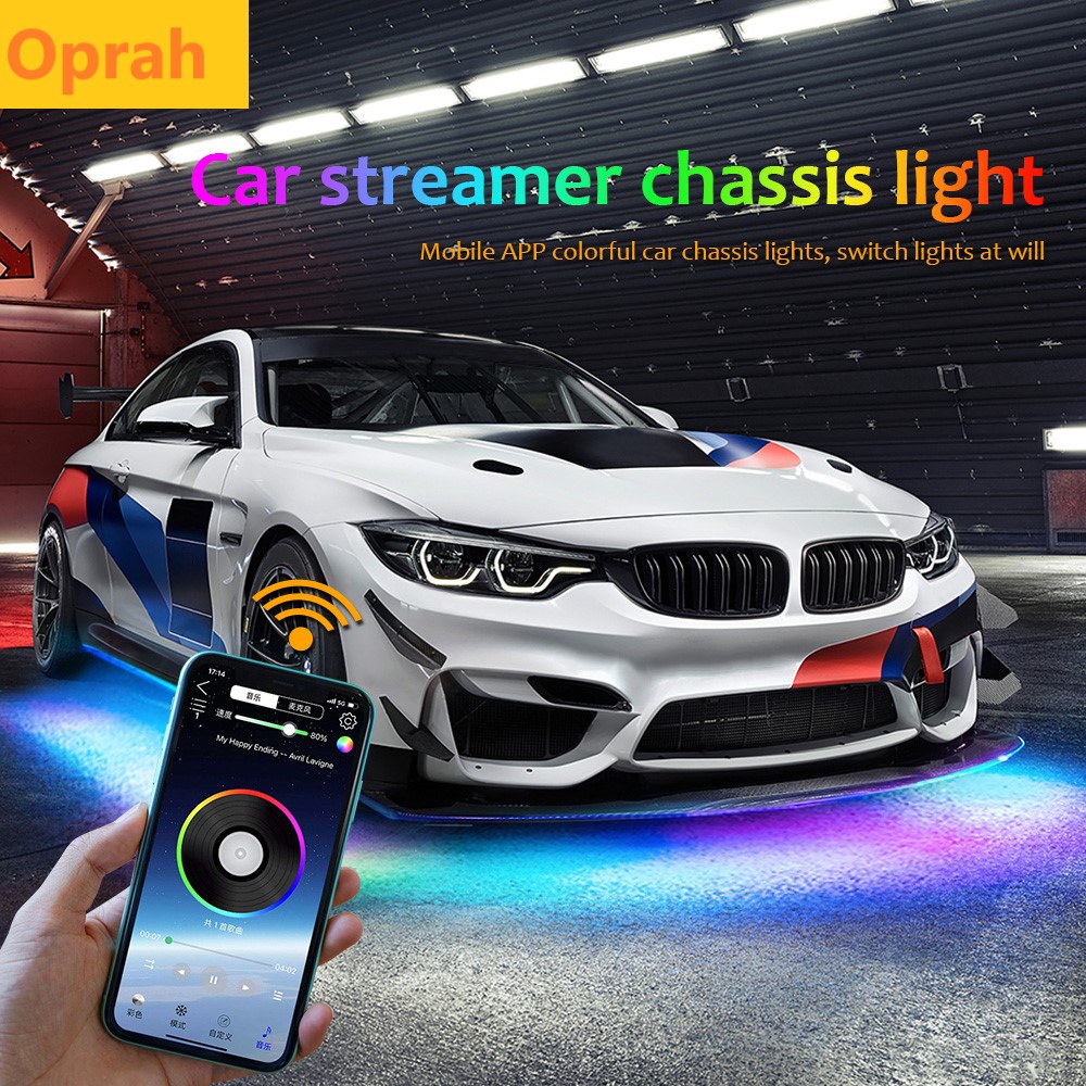 Oprah RGB รถรีโมทคอนโทรลแชสซี Light Voice APP Bar บรรยากาศแสงรถ LED Bar Light ตกแต่ง Strip 1 ใน 4