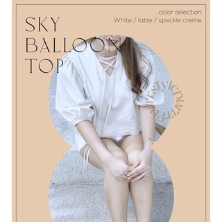 ☁️ Sky balloon top ☁️ - เสื้อแขนตุ๊กตาทรง oversize - purrrstyle