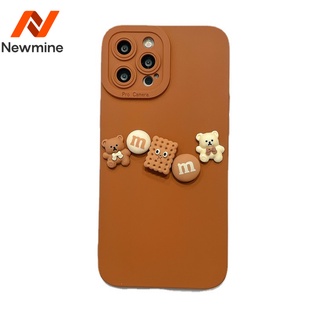 Newmine Biscuit Bear Stereo Apple 13/13ProMax Brown เคสโทรศัพท์ 11/12P ใช้ได้กับ Huawei mate40pro