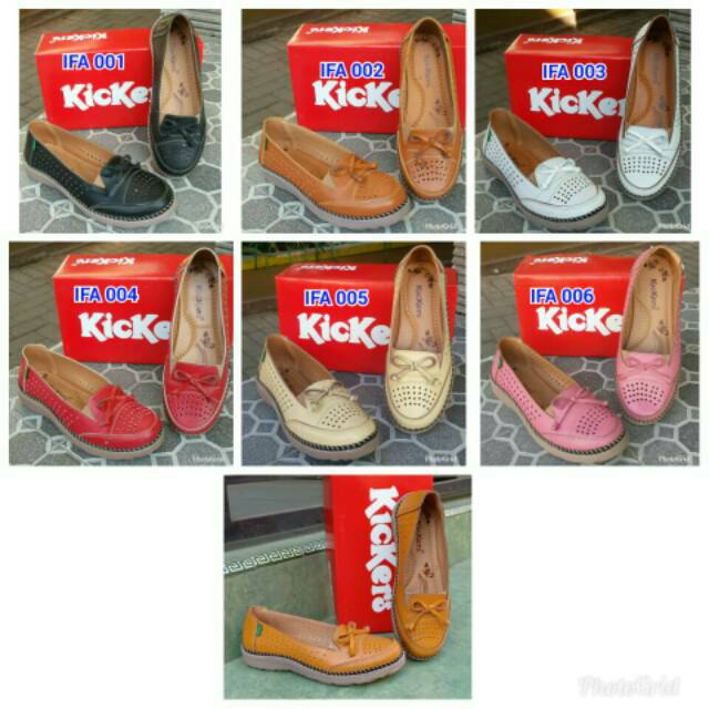 รองเท้า Kickers สําหรับสาวหนัง Kickers พร้อมริบบิ้นรุ่น