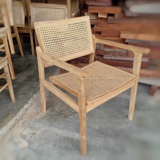 🔷 พร้อมส่ง 🔷rattan armchair teak wood เก้าอี้มินิมอล เก้าอี้ไม้สัก บุหวาย ตัวใหญ่