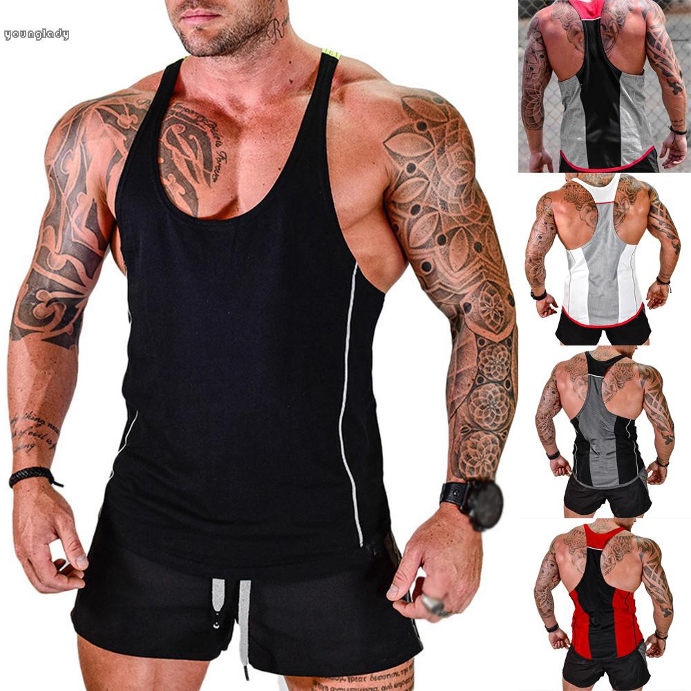 New Gym Workout Summer Mesh Fitness Casual Fashion Tank Top Men Sports ...