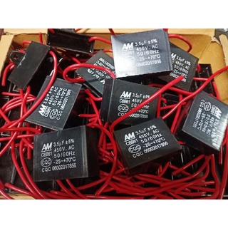 (แพ็ค10ชิ้น)  คาปาซิเตอร์พัดลม 3.5uf/450v capพัดลม คาปาพัดลม แพ็ค10ชิ้น (ยี้ห้อAM ขายึดน็อตพลาสติ๊ก)