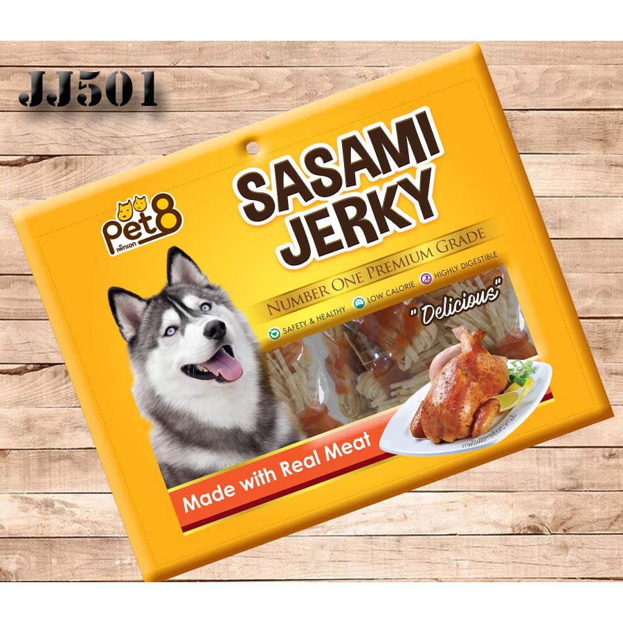 Pet8 Sasami Jerky สันในไก่เจอกี้สไลด์ 2pack*160-140g พร้อมส่ง ใหม่จากเตาอบ - รูปที่ 3