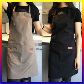 【คุณภาพสูง】Apron แฟชั่นผ้าใบผ้ากันเปื้อนกันน้ำร้านกาแฟตัดผมผ้ากันเปื้อนทำงานครัวผ้ากันเปื้อนทำอาหาร