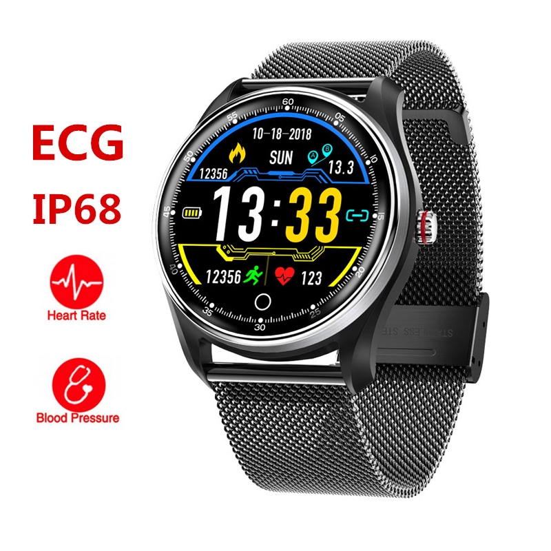 【ready stock】 MX9 ECG Smart Watch Blood Pressure PPG HRV Heart Rate Blood Pressure Monitor Smartwatch IP68 Waterproof Br