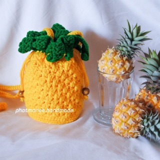 🍍Pineapple bag |🍍กระเป๋าถักไหมพรม สับปะรดน่ารักคิ้วท์ๆ💥พร้อมส่ง💥