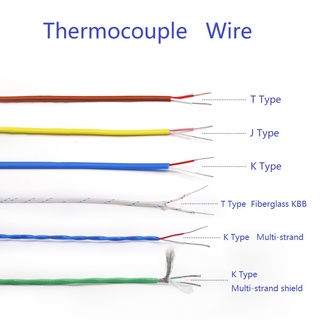 เค เทอร์โมคัปเปิล ชนิด T และ J สายเคเบิลไฟเบอร์กลาส PTFE 2 แกน ทนอุณหภูมิสูง 5 เมตร