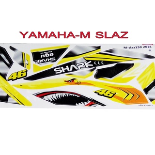 A สติ๊กเกอร์ติดรถมอเตอร์ไซด์ลายการ์ตูน สำหรับ YAMAHA-M SLAZ ฉลามดุ สีเหลือง ลาย 1