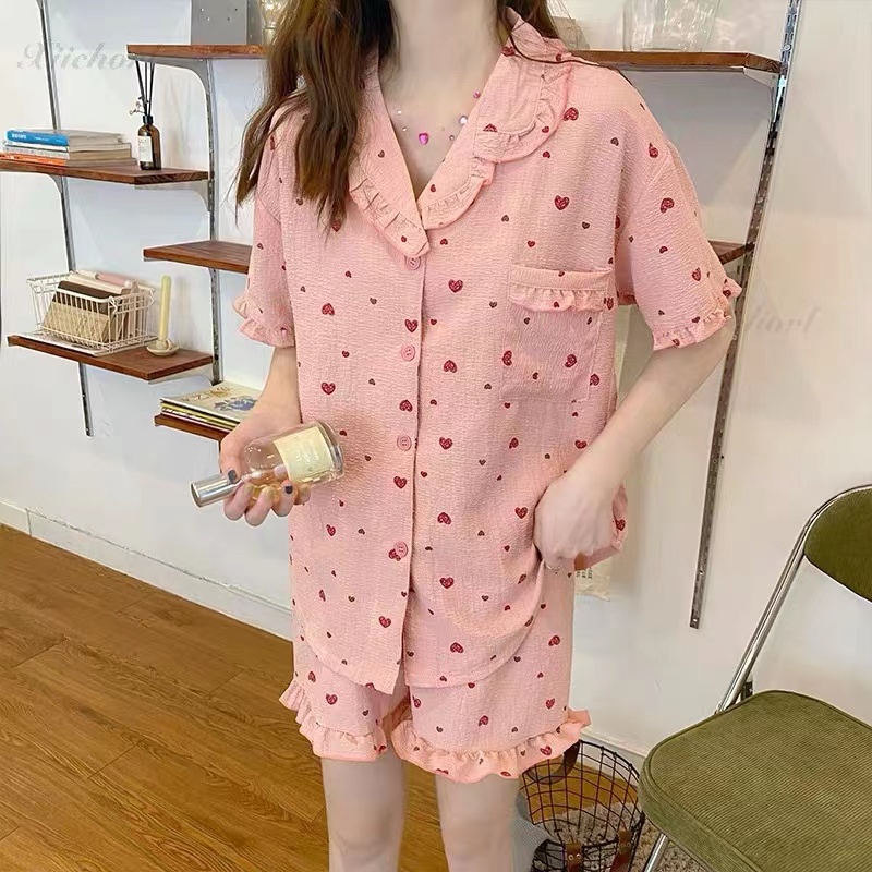 💕พร้อมส่ง💕ชุดนอนแขนสั้นขาสั้น สไตล์ญี่ปุ่น ผ้านิ่มใส่สบาย ชุดนอนน่ารัก