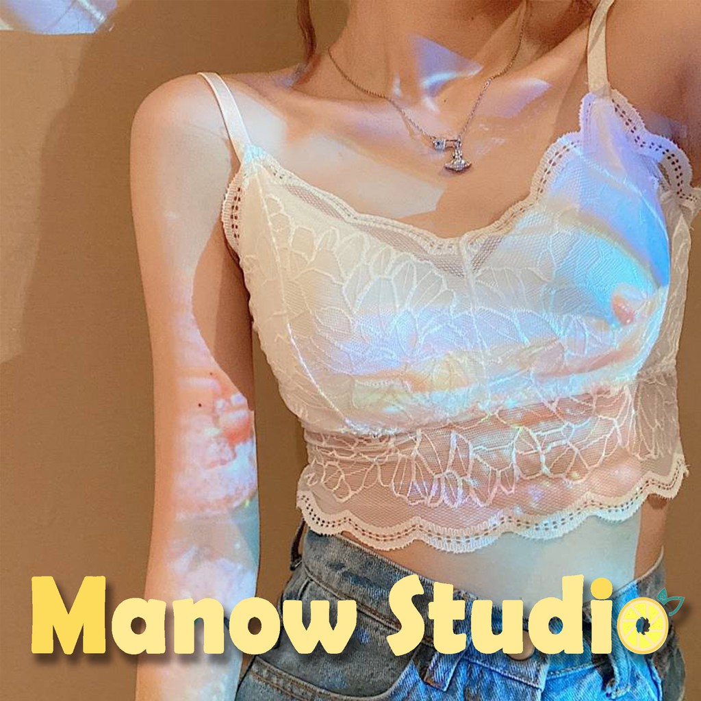 เสื้อชั้นในลูกไม้ เสื้อกล้ามลูกไม้ สายเดี่ยว บราสายเดี่ยว 6638# Manow.studio