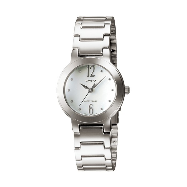Casio นาฬิกาข้อมือผู้หญิง สายสเตนเลส รุ่น LTP-1191A-7ADF - สีเงิน/หน้าปัดขาว