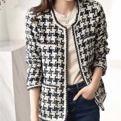 เสื้อสูท ใหม่ เสื้อแจ็คเก็ตผ้าทวีตคอกลมทรงหลวม S-3XL size