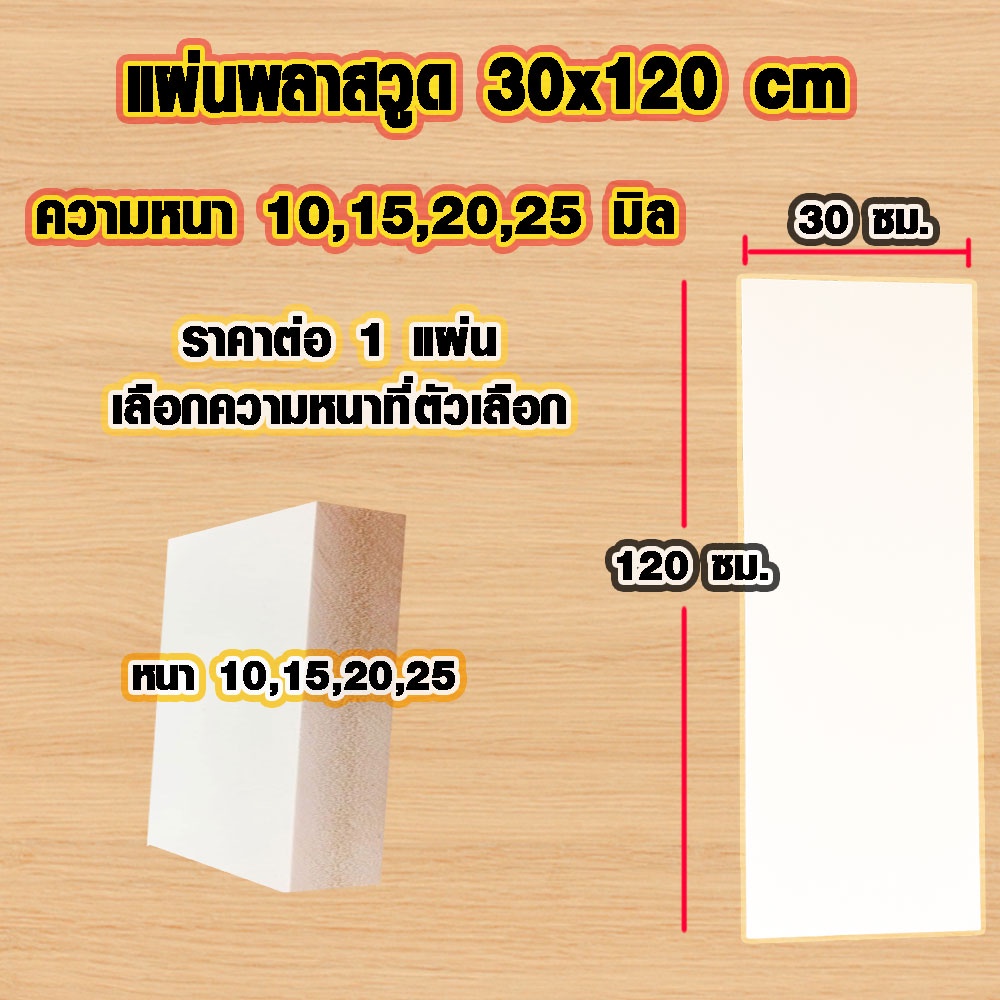 พลาสวูด ( 30x120 cm ความหนา 10,15,20,25 มิล ) PLASWOOD แผ่นไม้ ไม้กันน้ำ แผ่นกันเสียง ชั้นวางของ ชั้นวางหนังสือ BP