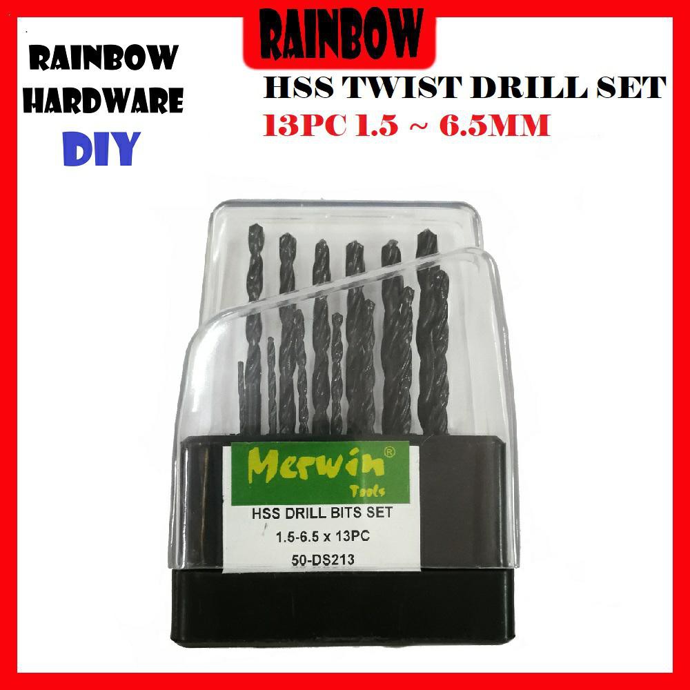 MERWIN 13PC HSS TWIST DRILL BIT SET 1.5MM ~ 6.5MM (สว่านมาต้า)