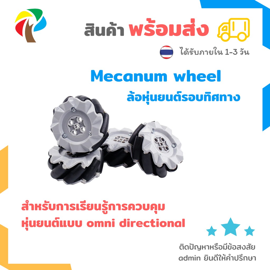Mecanum Wheel ล้อ omni directional สำหรับ หุ่นยนต์ micro bit ควบคุม หลายทิศทาง