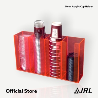 JRL ที่ใส่แก้วอคริลิก 4 ช่อง สีชมพูใส/เหลืองใส Neon