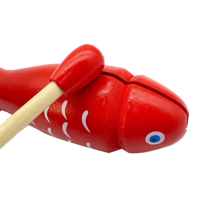 Treeyear เครื่องดนตรีไม้ รูปปลา Guiro เครื่องเคาะจังหวะไม้ พร้อมค้อน สําหรับเด็ก - รูปที่ 5