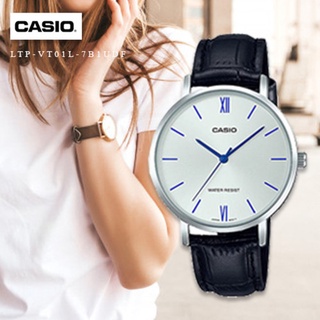 นาฬิกา Casio รุ่น LTP-VT01L-7B1 นาฬิกาผู้หญิง สายหนังสีดำ หน้าปัดสีขาว - มั่นใจ ของแท้ 100% รับประกันสินค้า 1 ปี