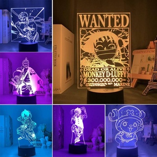 3D One Piece Night Light โคมไฟ Led อะคริลิคสําหรับตกแต่งบ้านห้องนอน 2021