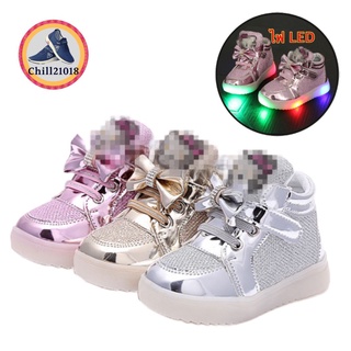 (ch1031k)คิดตี้ มีไฟLed , รองเท้าแฟชั่นผ้าใบเด็ก แบบสวม , แฟชั่นเด็กผู้หญิง , Childrens sneakers with lights ราคาถูก