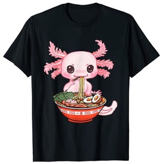 เสื้อยืด พิมพ์ลายการ์ตูนญี่ปุ่น Kawaii Axolotl Ramen Noodles Otaku Nu Goth แฟชั่นสไตล์ญี่ปุ่นSize S-5XL