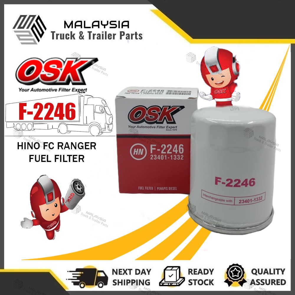 OSK F-2246 FUEL FILTER HINO FG WU300 HO7D HO7C (23401-1332)