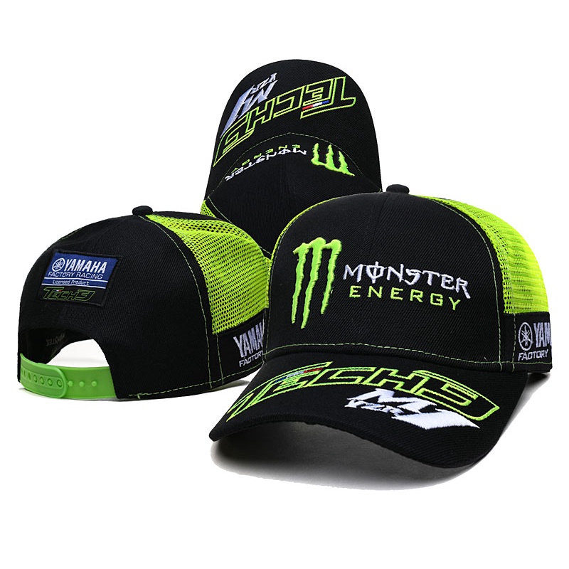 Monster Energy Yamaha Racing หมวกตาข่ายหมวกปีกแบนหมวกโค้งหมวก Snapback หมวก