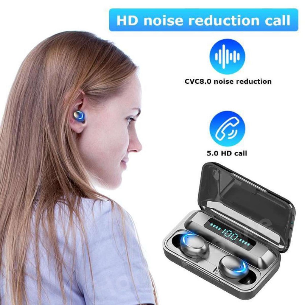 หูฟังบลูทูธไร้สาย พร้อมกล่องชาร์จ Bluetooth V5.0 ios Android หูฟังไร้สายมินิ สามารถใช้เป็น Power bank ได้
