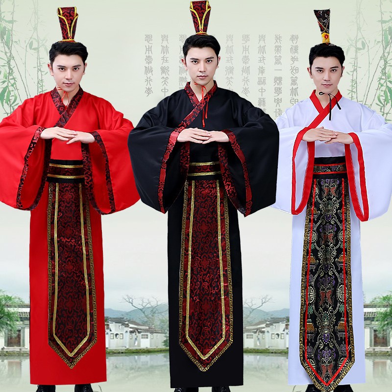ชุดจีนชายโบราณ (ไม่รวมหมวก)  ชุดฮั่นฝู Hunfu  ชุดจีนหนังกำลังภายใน ชุดประจำชาติจีน ชุดฮ่องเต้ ชุดท่านอ๋อง cp81.1/cp81.2/