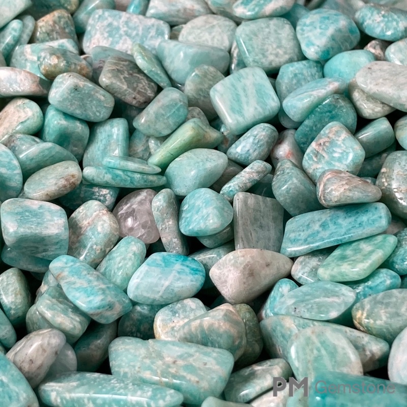 AZ02 อมาโซไนต์ ( Amazonite ) ขนาด 5-10 mm หินธรรมชาติ หินนำโชค หินแร่ หินคริสตัล หินสะสม งานอาร์ต งานคราฟต์ งานประดิษฐ์