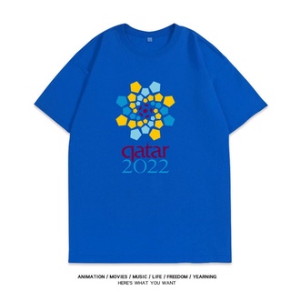 Fifa World CUP Qatar 2022 Short Sleeve Crew Neck Printed T-Shirt Fan Shirt เสื้อคู่รัก