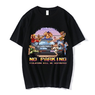 เสื้อยืดผ้าฝ้ายพิมพ์ลายแฟชั่น เสื้อยืดผ้าฝ้าย แขนสั้น พิมพ์ลาย Street Fighter No Parking Violators Will Be Destroyed สํา