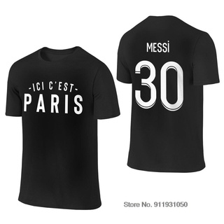 พร้อมส่ง เสื้อยืดคอกลมแขนสั้นผู้ชาย Cotton พิมพ์ลาย Lionel Messi Paris 30