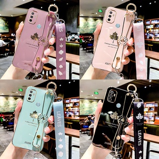 เคส Oppo A53 A32 A33 Case Oppo Reno 3 A91 เคส Oppo A35 A15 A15S Case Oppo A8 A31 F19 Pro Case Oppo F9 Pro A94 A74 Case Oppo A95 F19S เคสโทรศัพท์มือถือ ยางซิลิโคนนิ่ม ลายใบเมเปิ้ลน่ารัก พร้อมสายคล้อง หรูหรา Wrist Strap Phone Case With Gift Lanyard