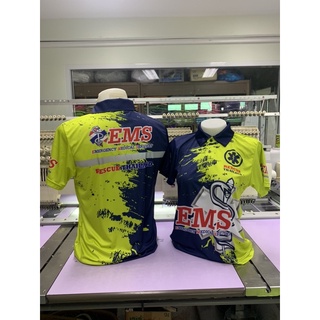 เสื้อโปโลกู้ชีพกู้ภัยพิมพ์ลายสีเขียวกรมท่า
