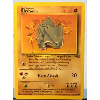 Wizards of the Coast Pokemon Jungle Common Card #61/64 Rhyhorn(1999)