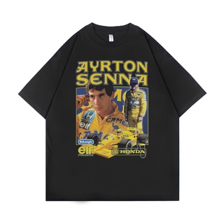 แขนสั้นcrew neckเสื้อยืด ขนาดใหญ่ พิมพ์ลาย Psycho Crucify Ayrton Senna | สีดํา | เสื้อยืด ขนาดใหญ่ | สไตล์วินเทจ | เสื้อ