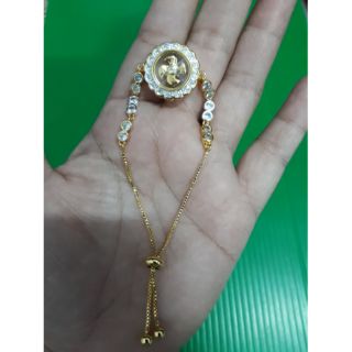 สร้อยข้อมือกังหัน สีทองล้อมเพชร ใบพัดหมุนได้