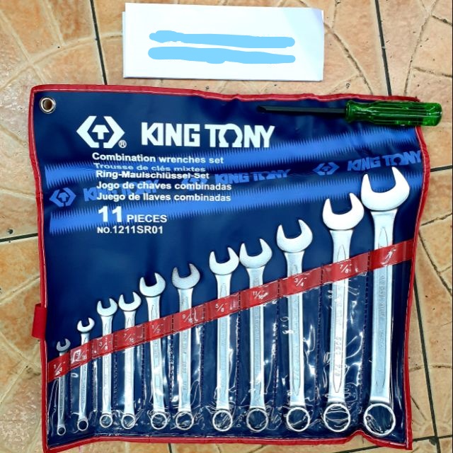 Kingtony 1211sr01 ประแจแหวนข้างปากตาย 11ตัวชุด เบอร์นิ้ว (1/4 – 1 นิ้ว) ราคา ถูกที่สุด ดีลบีเคเค
