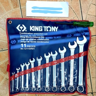 Kingtony 1211sr01 ประแจแหวนข้างปากตาย 11ตัวชุด เบอร์นิ้ว (1/4 - 1 นิ้ว)