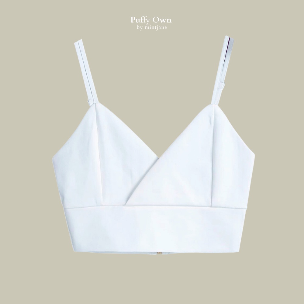 New! เสื้อบราครอปท็อปสีขาว Puffyown Tina Bra Crop Top (White)
