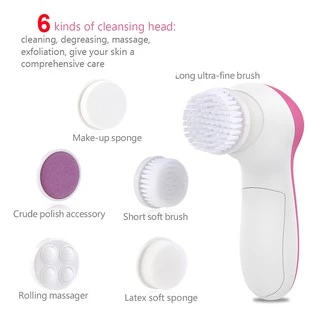 เครื่องขัดหน้า 5 in 1 เครื่องลัางหน้าไฟฟ้า Electric Facial Massage Cleaner เครื่องนวดหน้า เครื่องทำความสะอาดผิวหน้า