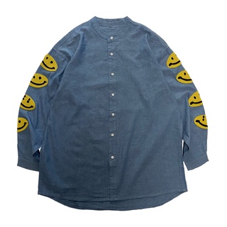 D3B0 Kapital Vintage Pingtian Hehong Japanese heavy industry smiley face embroidery mens and womens loose denim shirt coat