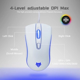 [สินค้ารับประกัน 1 ปี] Nubwo เมาส์เกมมิ่ง WARFARE NM95 LED Lighting ปรับ DPI ได้ 3600 ใช้งานง่าย เหมาะสำหรับเล่นเกม