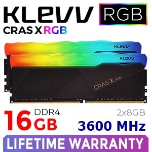 16GB (8GBx2) 3600MHz DDR4 RAM PC (แรมพีซี) KLEVV CRAS X RGB (KD48GU880-36A180X)