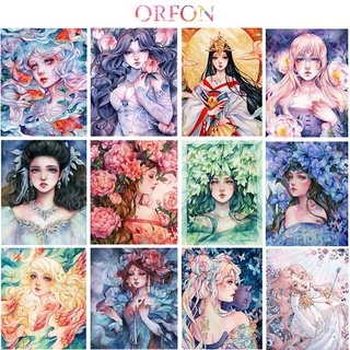 【ORFON】ภาพจิตรกรรมสีน้ํามันลาย Anime Girls Flower Series Diy สําหรับตกแต่งบ้าน