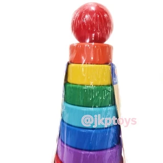❤️Todds & Kids Toys ของเล่นไม้เสริมพัฒนาการ วงเเหวนสวมหลัก (รุ่นใหญ่)