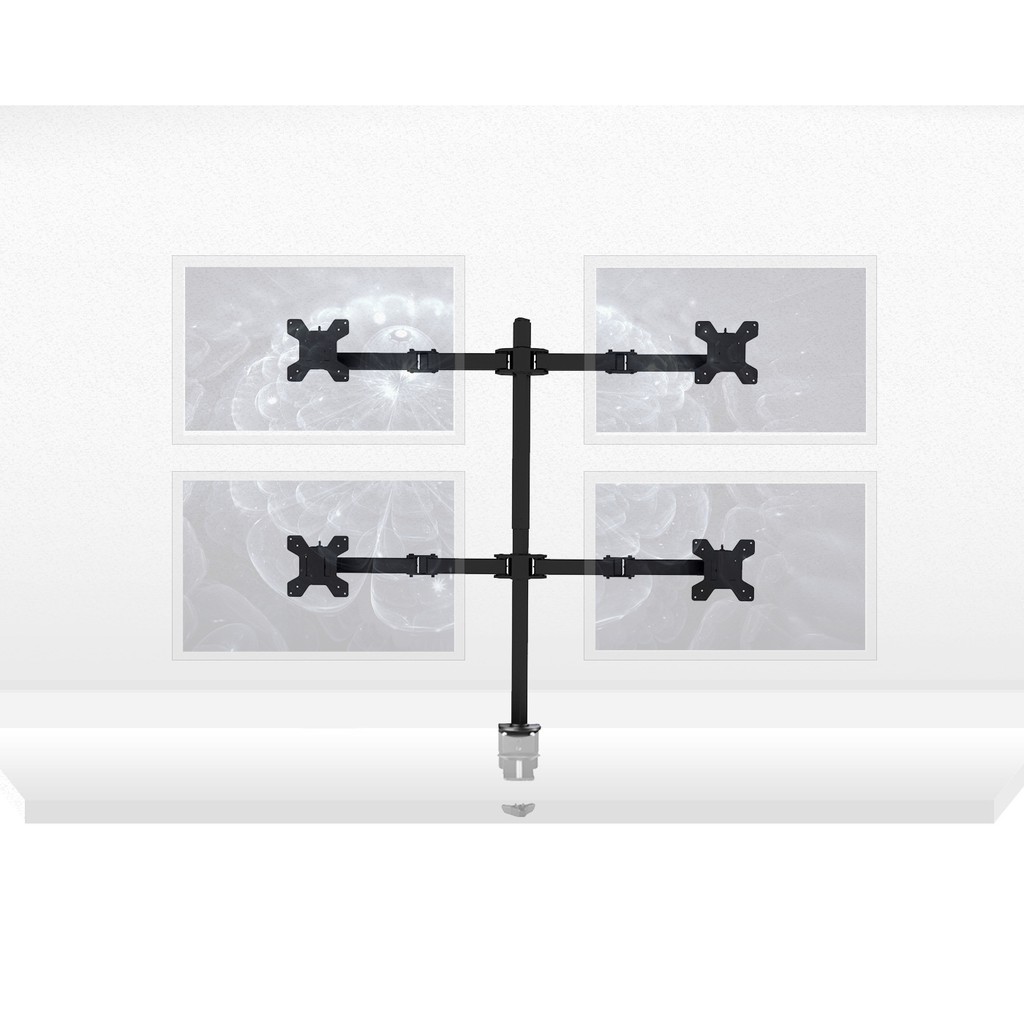 14-27" นิ้ว Quad 4 แขนโต๊ะโต๊ะคอมพิวเตอร์ LCD TV Clamp Bracket Mount (ประเภท CLAMP)