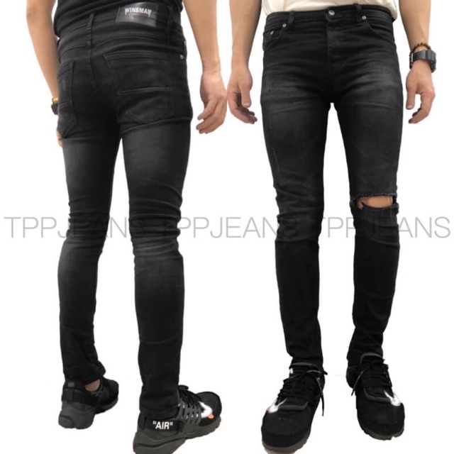 Skinny Jeans X Rock สกินนี่ยีนส์ชายผ้ายืด ขาดเข่า ทรงสวย Size 28-36” รับชำระปลายทางจ้า
